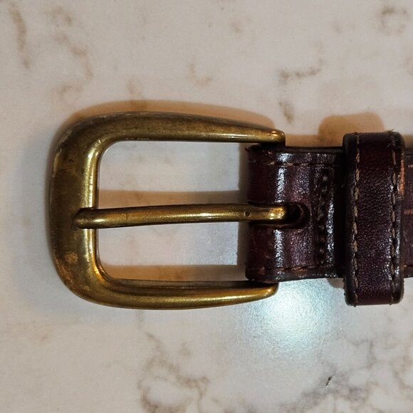 Zep-Pro Mens Belt Brass Buckle Brown Leather Accents & Fish Design 44 Inch Made - Picture 9 of 11